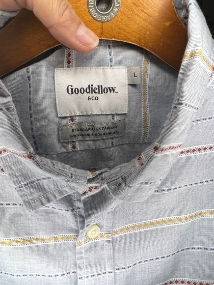 Spring/Summer Striped Short Sleeve Shirt by Goodfellow - L - Picture 3 of 3
